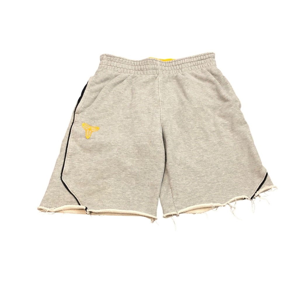 Nike Kobe Bryant Basketball Shorts Mens S Gray Yellow Raw Hem Cutoff 426952-063